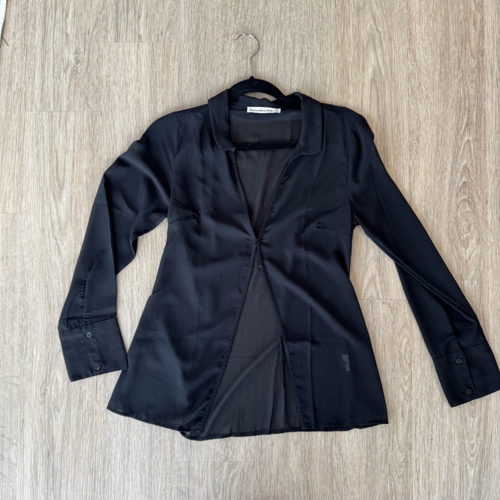 AF sheer black open front blouse